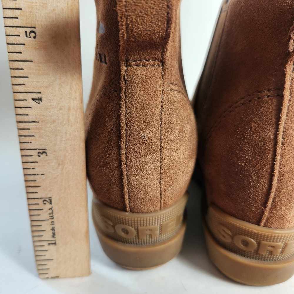 SOREL Women's Evie II Wedge Chelsea Boot Size 8 Brown Leather Shoe - Picture 6 of 9